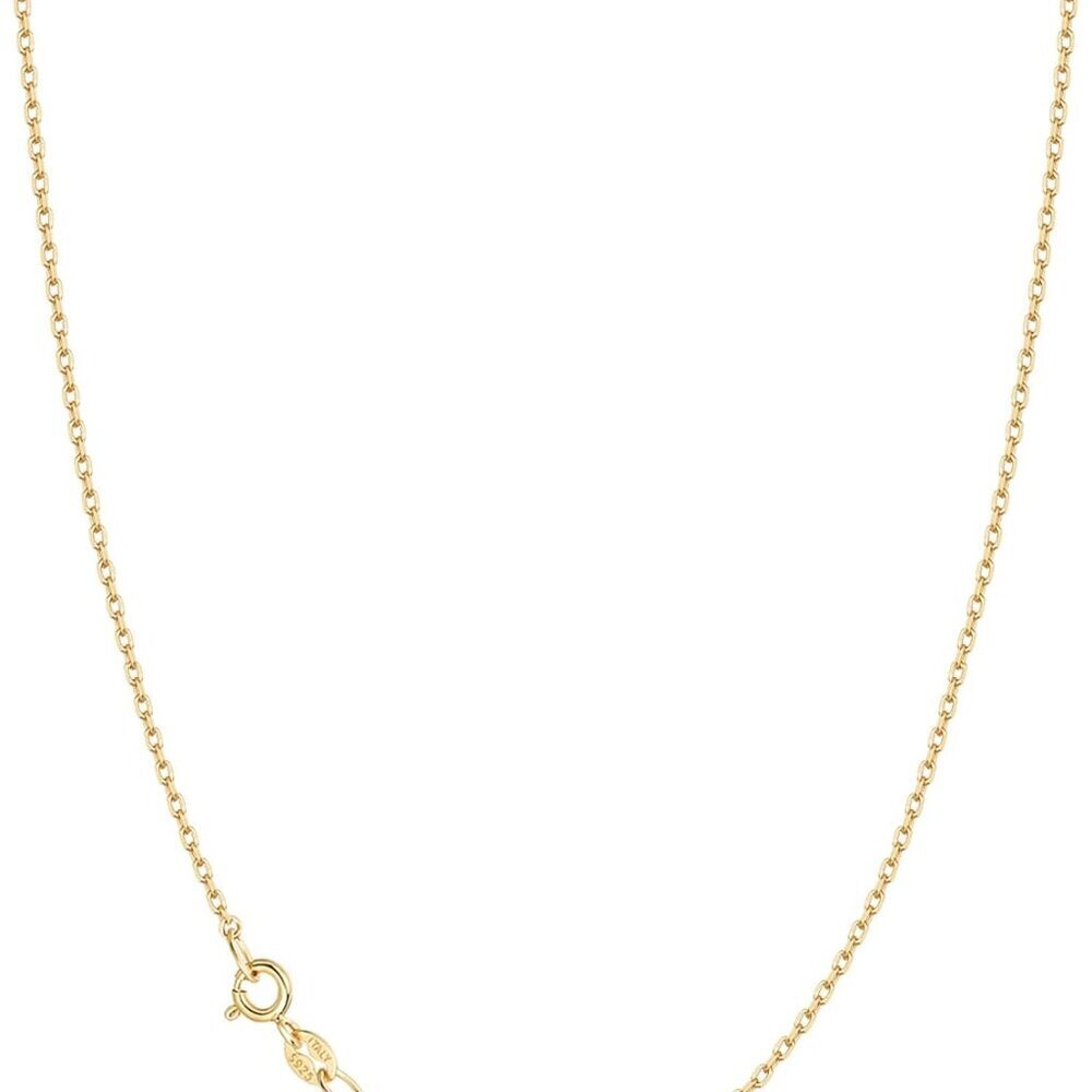 Solid 18k Gold Over 925 Sterling Silver Chain Necklace for Women, 1mm Cable Chai